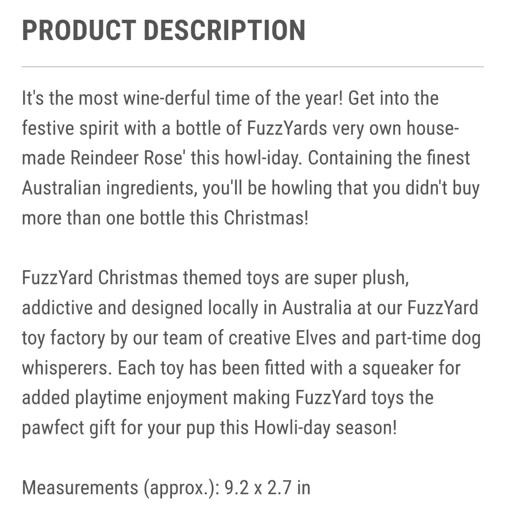 👀50% OFF - NWT‼️ FuzzYard brand Reindeer Rose' Plush Squeaker Dog Toy